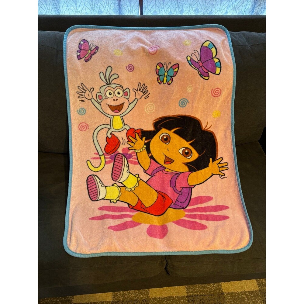 dora the explorer mink fleece blanket butterflies boots floral vintage Y2K